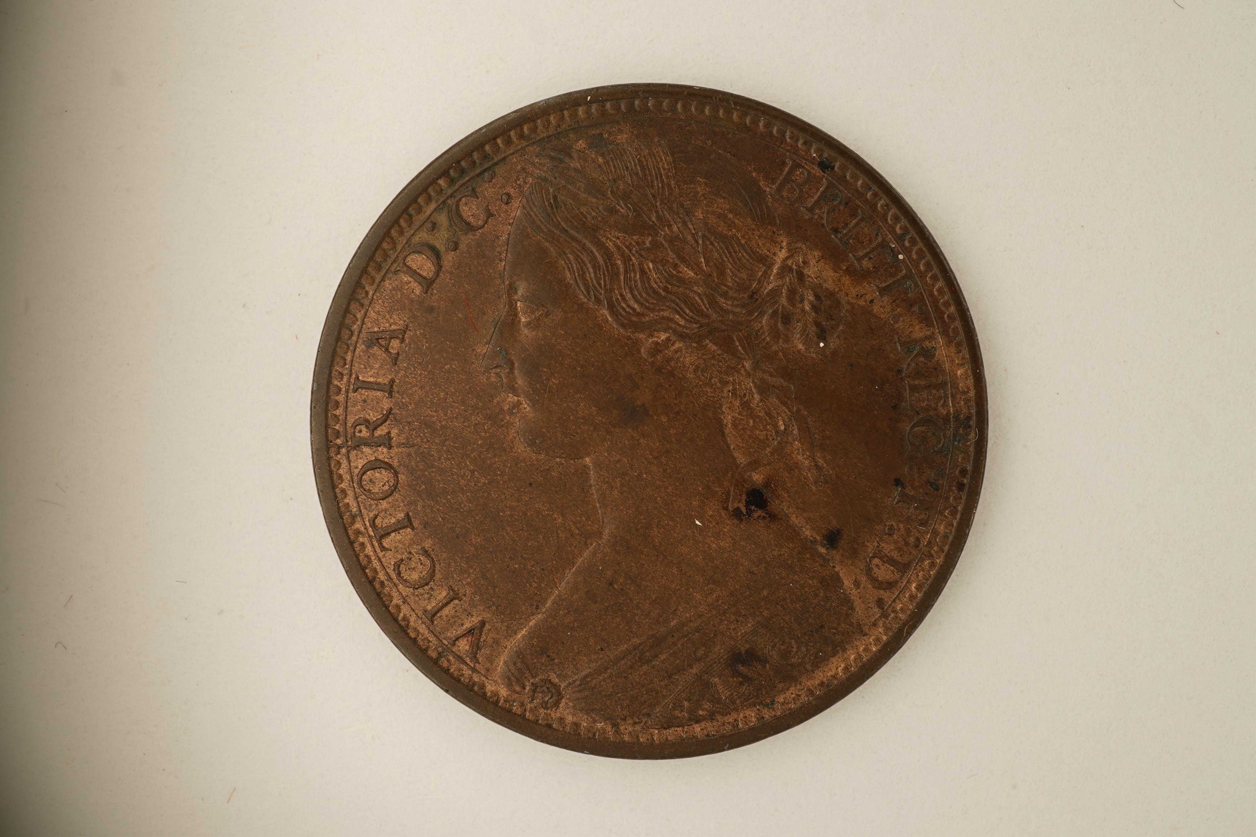 British coins, Victoria, two bronze pennies;, 1866, Fr. 52, Gouby dies J/G, EF, much lustre., 1867, Fr. 53, Gouby dies J/G, about EF, dark toned.